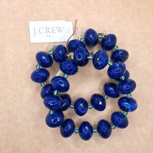 J.Crew Chunky beaded bracelets blue green gold  jewelry